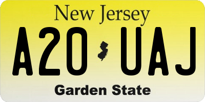 NJ license plate A20UAJ