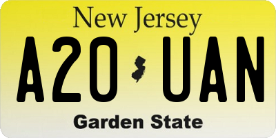 NJ license plate A20UAN