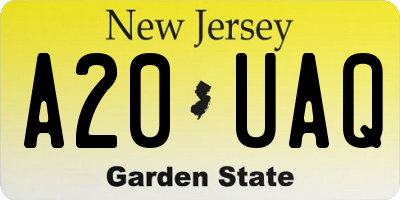 NJ license plate A20UAQ