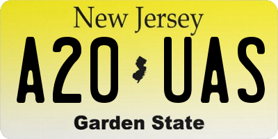 NJ license plate A20UAS