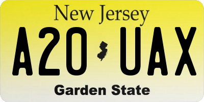 NJ license plate A20UAX