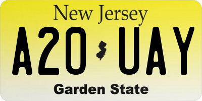 NJ license plate A20UAY