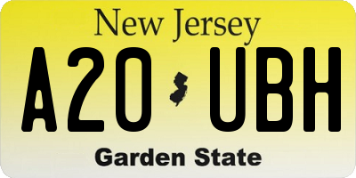 NJ license plate A20UBH