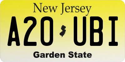 NJ license plate A20UBI