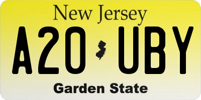 NJ license plate A20UBY