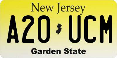 NJ license plate A20UCM