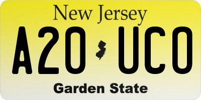 NJ license plate A20UCO