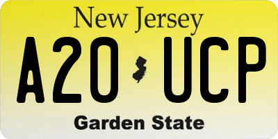 NJ license plate A20UCP