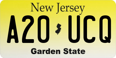 NJ license plate A20UCQ