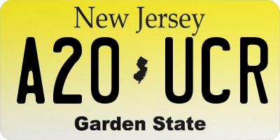 NJ license plate A20UCR