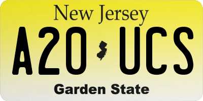 NJ license plate A20UCS