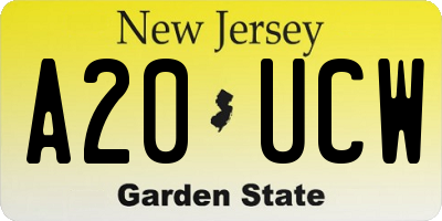 NJ license plate A20UCW