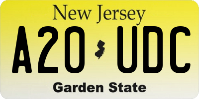 NJ license plate A20UDC