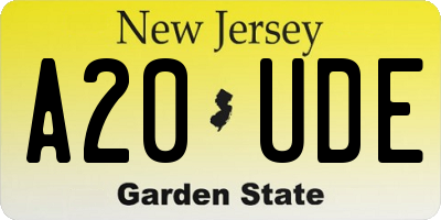 NJ license plate A20UDE