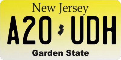 NJ license plate A20UDH