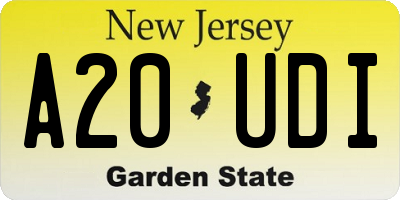 NJ license plate A20UDI