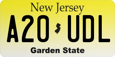 NJ license plate A20UDL