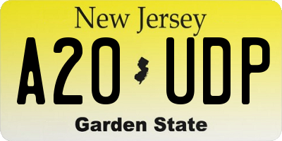 NJ license plate A20UDP