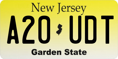 NJ license plate A20UDT