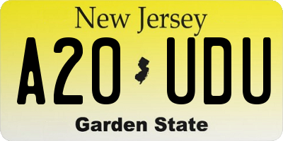NJ license plate A20UDU