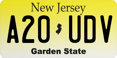 NJ license plate A20UDV