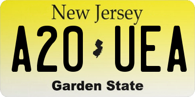 NJ license plate A20UEA