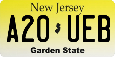 NJ license plate A20UEB