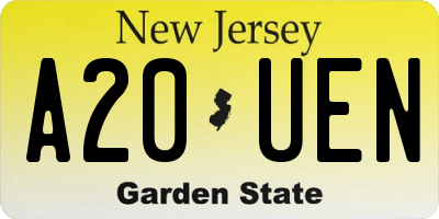 NJ license plate A20UEN