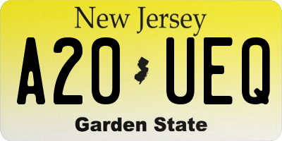 NJ license plate A20UEQ