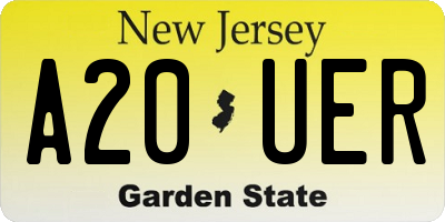 NJ license plate A20UER