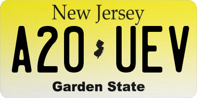 NJ license plate A20UEV