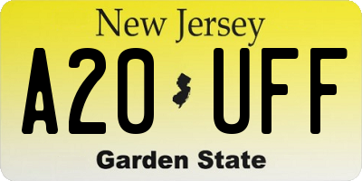 NJ license plate A20UFF