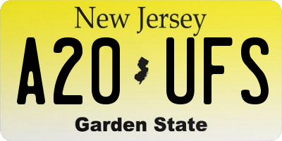 NJ license plate A20UFS