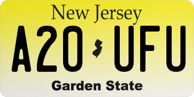 NJ license plate A20UFU