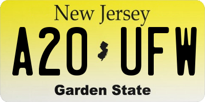NJ license plate A20UFW