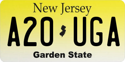 NJ license plate A20UGA