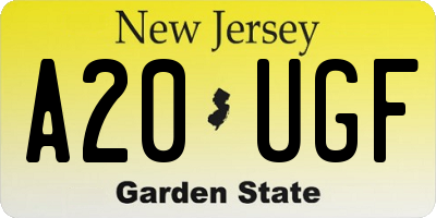 NJ license plate A20UGF
