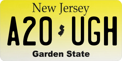 NJ license plate A20UGH