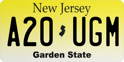NJ license plate A20UGM