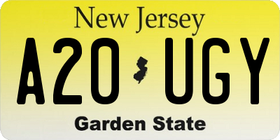 NJ license plate A20UGY
