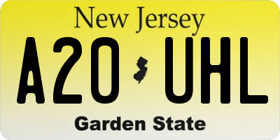 NJ license plate A20UHL