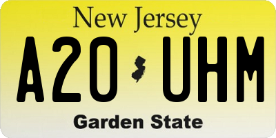 NJ license plate A20UHM