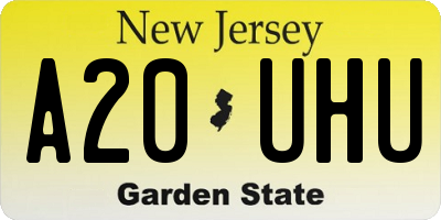 NJ license plate A20UHU