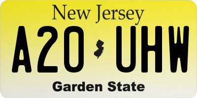 NJ license plate A20UHW