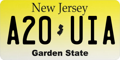 NJ license plate A20UIA