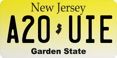 NJ license plate A20UIE