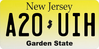 NJ license plate A20UIH