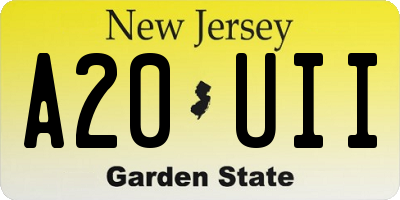 NJ license plate A20UII