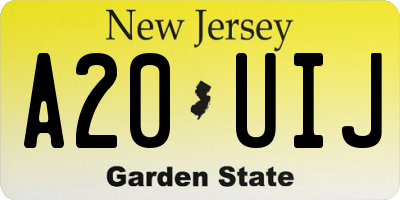 NJ license plate A20UIJ