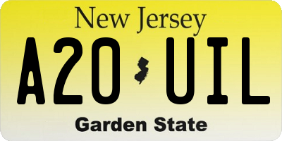 NJ license plate A20UIL